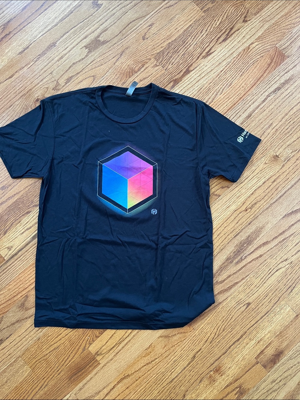 Black Graphic Cube T-Shirt - Multicolor Print